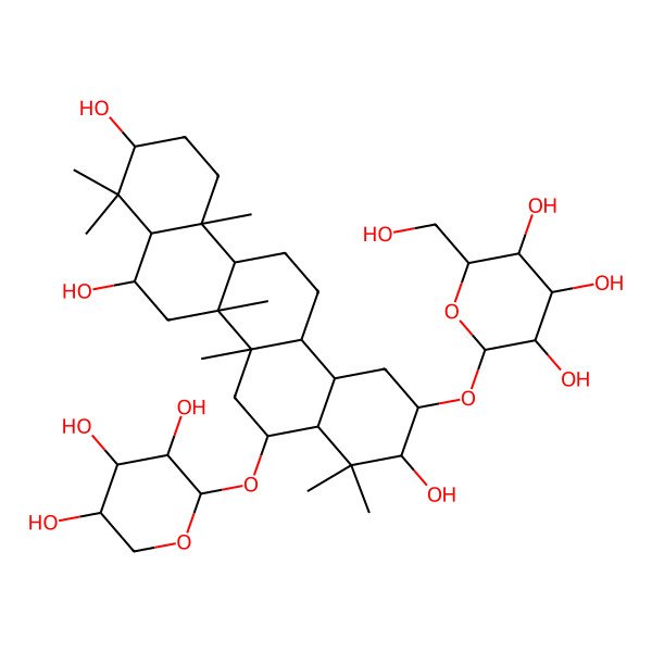 2D Structure of (3R,4S,5S,6R)-2-[[(2R,3R,4aR,5R,6aR,6aR,6bR,8S,10S,12aR,14aR)-3,8,10-trihydroxy-4,4,6a,6b,9,9,12a-heptamethyl-5-[(3S,4R,5R)-3,4,5-trihydroxyoxan-2-yl]oxy-2,3,4a,5,6,6a,7,8,8a,10,11,12,13,14,14a,14b-hexadecahydro-1H-picen-2-yl]oxy]-6-(hydroxymethyl)oxane-3,4,5-triol