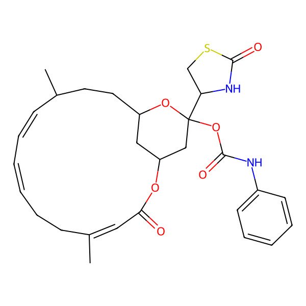 2D Structure of [(1R,4Z,8E,10Z,12S,15R,17S)-5,12-dimethyl-3-oxo-17-[(4R)-2-oxo-1,3-thiazolidin-4-yl]-2,16-dioxabicyclo[13.3.1]nonadeca-4,8,10-trien-17-yl] N-phenylcarbamate