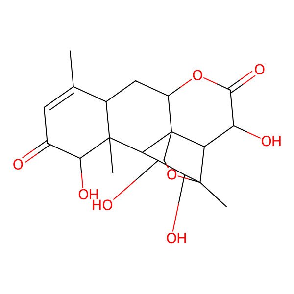2D Structure of 3,12,15,16-Tetrahydroxy-9,13,17-trimethyl-5,18-dioxapentacyclo[12.5.0.01,6.02,17.08,13]nonadec-9-ene-4,11-dione