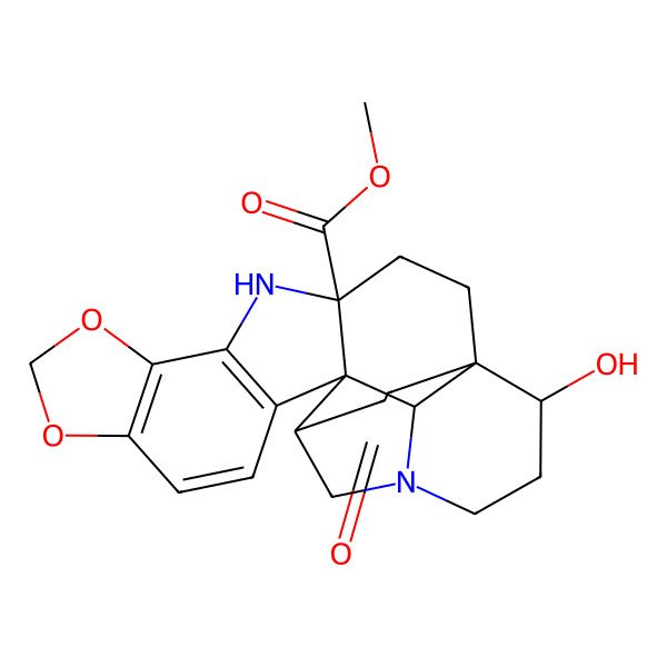2D Structure of methyl (1S,4S,15R,16R,19R,22R)-22-hydroxy-20-oxo-8,10-dioxa-5,17-diazaheptacyclo[15.4.3.01,16.04,15.06,14.07,11.015,19]tetracosa-6(14),7(11),12-triene-4-carboxylate