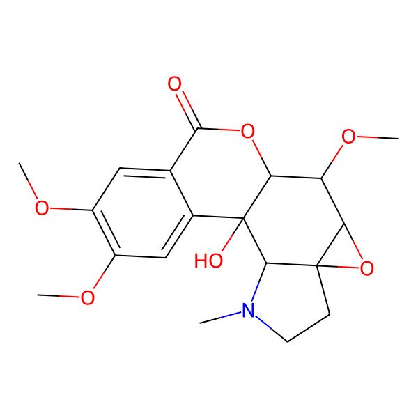 2D Structure of 1-Hydroxy-9,15,16-trimethoxy-3-methyl-7,11-dioxa-3-azapentacyclo[8.8.0.02,6.06,8.013,18]octadeca-13,15,17-trien-12-one