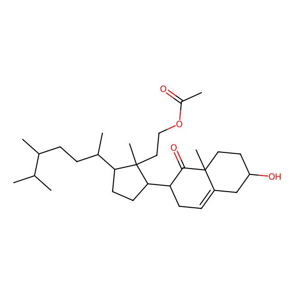 2D Structure of 2-[2-(5,6-Dimethylheptan-2-yl)-5-(6-hydroxy-8a-methyl-1-oxo-2,3,5,6,7,8-hexahydronaphthalen-2-yl)-1-methylcyclopentyl]ethyl acetate