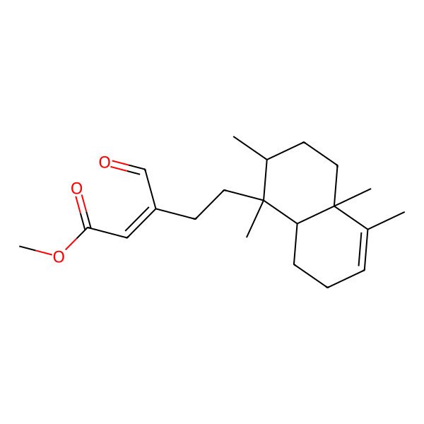 2D Structure of methyl (E)-5-[(1S,2R,4aR,8aR)-1,2,4a,5-tetramethyl-2,3,4,7,8,8a-hexahydronaphthalen-1-yl]-3-formylpent-2-enoate