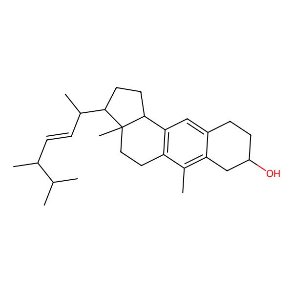 2D Structure of (3R,3aR,8S,11bR)-3-[(E,2R,5R)-5,6-dimethylhept-3-en-2-yl]-3a,6-dimethyl-1,2,3,4,5,7,8,9,10,11b-decahydrocyclopenta[a]anthracen-8-ol
