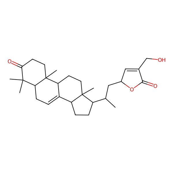 2D Structure of 4-(hydroxymethyl)-2-[2-(4,4,10,13-tetramethyl-3-oxo-2,5,6,9,11,12,14,15,16,17-decahydro-1H-cyclopenta[a]phenanthren-17-yl)propyl]-2H-furan-5-one