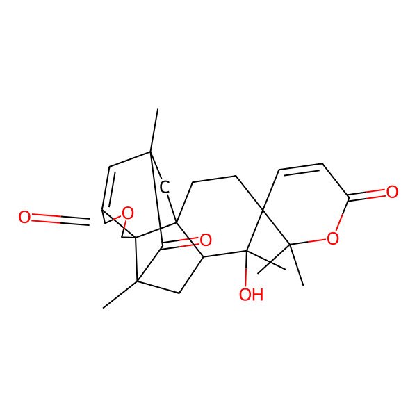 2D Structure of 5-Hydroxy-5,6',6',8,10-pentamethylspiro[14-oxapentacyclo[8.6.1.01,6.08,16.012,16]heptadec-11-ene-4,5'-pyran]-2',9,13-trione