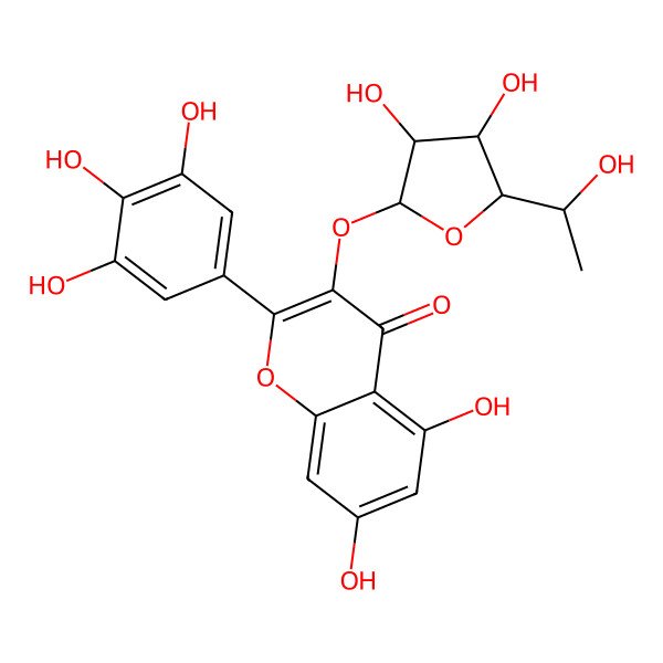 2D Structure of 3-[3,4-Dihydroxy-5-(1-hydroxyethyl)oxolan-2-yl]oxy-5,7-dihydroxy-2-(3,4,5-trihydroxyphenyl)chromen-4-one