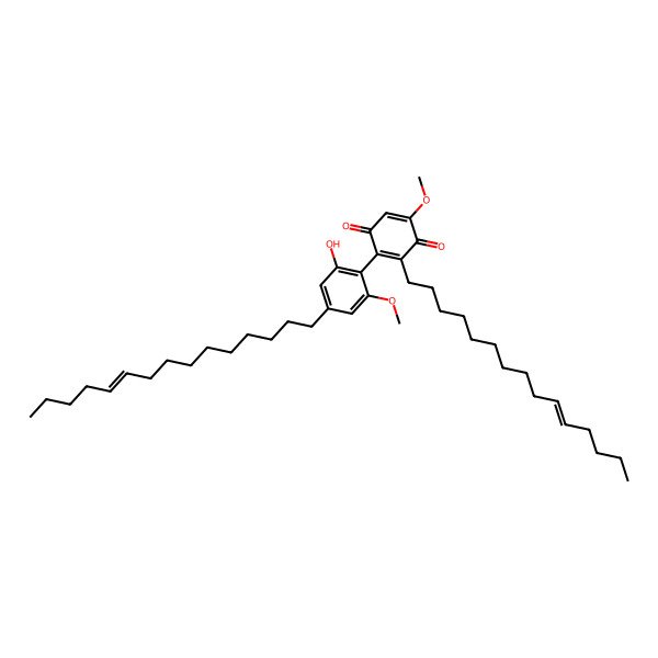 2D Structure of 2-(2-Hydroxy-6-methoxy-4-pentadec-10-enylphenyl)-5-methoxy-3-pentadec-10-enylcyclohexa-2,5-diene-1,4-dione 2D Structure of 2-(2-Hydroxy-6-methoxy-4-pentadec-10-enylphenyl)-5-methoxy-3-pentadec-10-enylcyclohexa-2,5-diene-1,4-dione