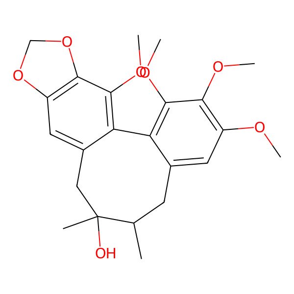 2D Structure of 3,4,5,19-Tetramethoxy-9,10-dimethyl-15,17-dioxatetracyclo[10.7.0.02,7.014,18]nonadeca-1(19),2,4,6,12,14(18)-hexaen-10-ol