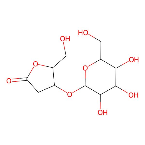 2D Structure of (4S,5R)-5-(hydroxymethyl)-4-[(2R,3R,4S,5S,6R)-3,4,5-trihydroxy-6-(hydroxymethyl)oxan-2-yl]oxyoxolan-2-one