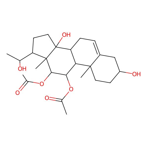 2D Structure of [(3S,8R,9S,10R,11S,12S,13S,14S,17S)-12-acetyloxy-3,14-dihydroxy-17-[(1S)-1-hydroxyethyl]-10,13-dimethyl-1,2,3,4,7,8,9,11,12,15,16,17-dodecahydrocyclopenta[a]phenanthren-11-yl] acetate