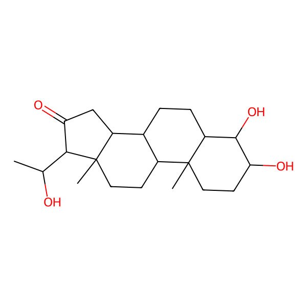 2D Structure of (3S,4S,5R,8R,9S,10R,13S,14S,17S)-3,4-dihydroxy-17-[(1R)-1-hydroxyethyl]-10,13-dimethyl-1,2,3,4,5,6,7,8,9,11,12,14,15,17-tetradecahydrocyclopenta[a]phenanthren-16-one