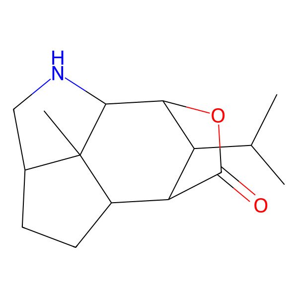 2D Structure of (1S,4S,7S,8R,11S,12R,13S)-12-methyl-13-propan-2-yl-10-oxa-2-azatetracyclo[5.4.1.18,11.04,12]tridecan-9-one