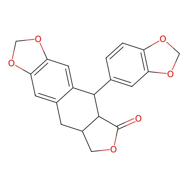 2D Structure of (5S,5aR,8aR)-5-(1,3-benzodioxol-5-yl)-5a,8,8a,9-tetrahydro-5H-[2]benzofuro[5,6-f][1,3]benzodioxol-6-one