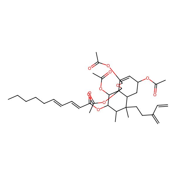 2D Structure of [1,3,5,10-Tetraacetyloxy-7,8-dimethyl-7-(3-methylidenepent-4-enyl)-1,3,5,6,6a,8,9,10-octahydrobenzo[d][2]benzofuran-9-yl] deca-2,4-dienoate