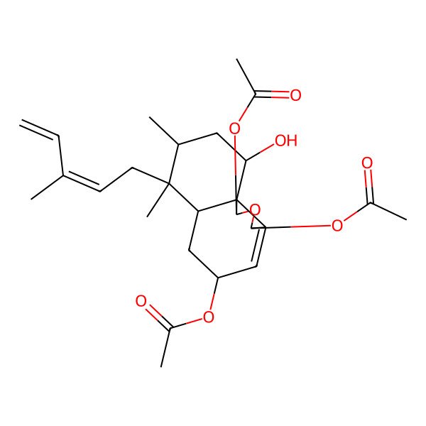 2D Structure of [1,3-Diacetyloxy-10-hydroxy-7,8-dimethyl-7-(3-methylpenta-2,4-dienyl)-1,3,5,6,6a,8,9,10-octahydrobenzo[d][2]benzofuran-5-yl] acetate