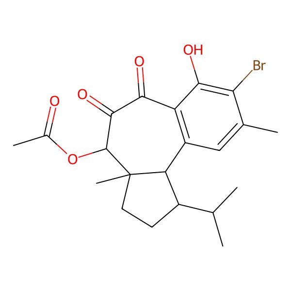 2D Structure of (8-bromo-7-hydroxy-3a,9-dimethyl-5,6-dioxo-1-propan-2-yl-2,3,4,10b-tetrahydro-1H-benzo[e]azulen-4-yl) acetate