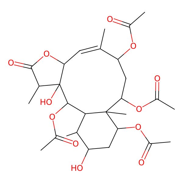 2D Structure of [(1S,2R,3S,4R,7S,8Z,10R,12R,13R,14S,16S,17R)-2,12,14-triacetyloxy-3,16-dihydroxy-4,9,13,17-tetramethyl-5-oxo-6-oxatricyclo[11.4.0.03,7]heptadec-8-en-10-yl] acetate