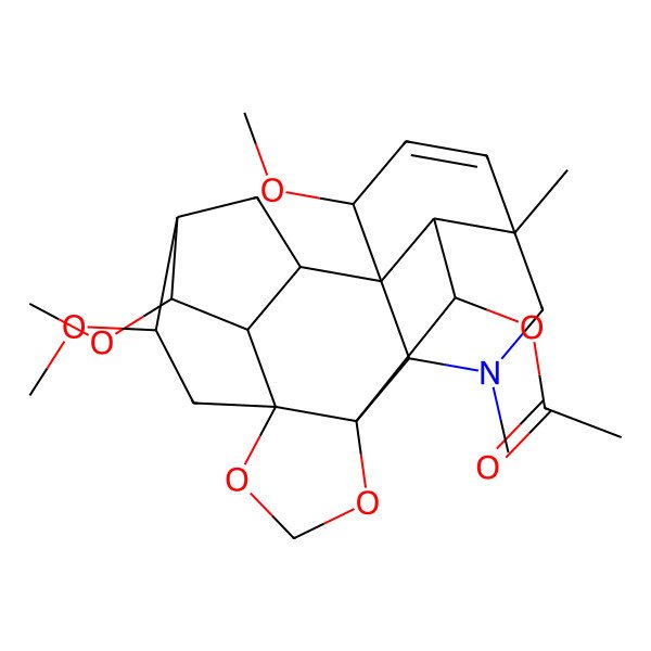 2D Structure of [(1S,2S,3S,4S,5S,6R,8S,12S,13S,16R,19S,20R,21S)-4,6,19-trimethoxy-14,16-dimethyl-9,11-dioxa-14-azaheptacyclo[10.7.2.12,5.01,13.03,8.08,12.016,20]docos-17-en-21-yl] acetate