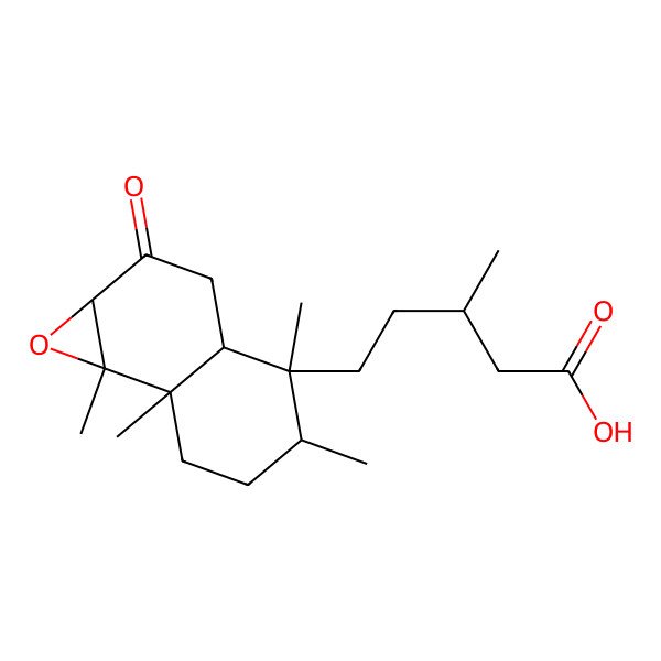 2D Structure of 5-(4,5,7a,7b-Tetramethyl-2-oxo-1a,3,3a,5,6,7-hexahydronaphtho[1,2-b]oxiren-4-yl)-3-methylpentanoic acid