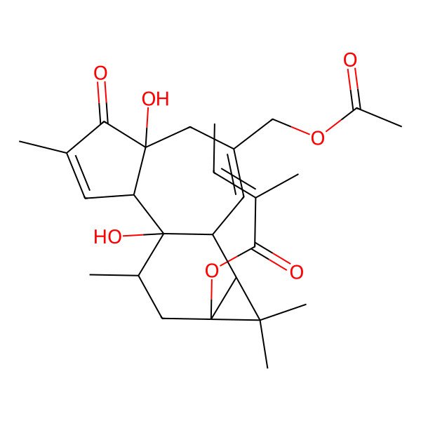 2D Structure of [(1R,2R,6R,10S,11R,13S,15R)-8-(acetyloxymethyl)-1,6-dihydroxy-4,12,12,15-tetramethyl-5-oxo-13-tetracyclo[8.5.0.02,6.011,13]pentadeca-3,8-dienyl] (E)-2-methylbut-2-enoate