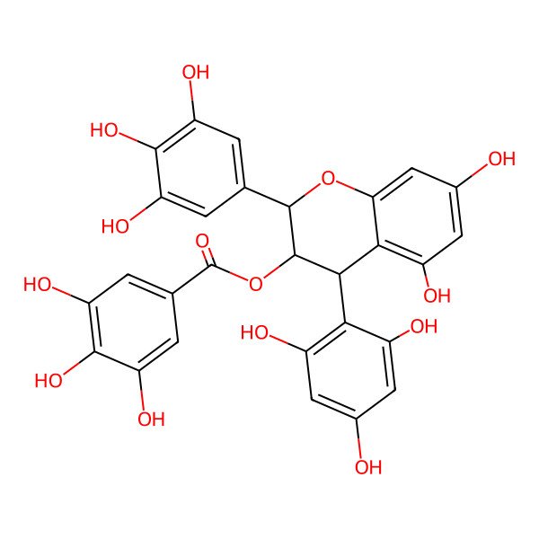 2D Structure of [5,7-dihydroxy-4-(2,4,6-trihydroxyphenyl)-2-(3,4,5-trihydroxyphenyl)-3,4-dihydro-2H-chromen-3-yl] 3,4,5-trihydroxybenzoate