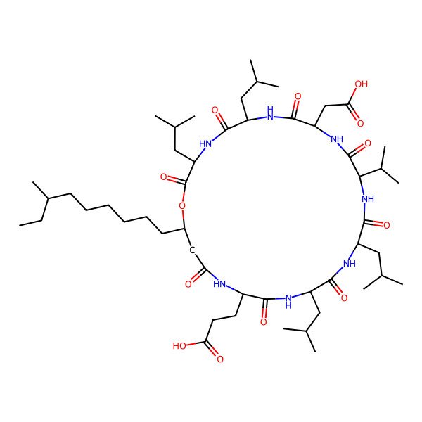 2D Structure of cyclo[DL-Asp-DL-Leu-DL-Leu-ObAla(3-nonyl(7-Me))-DL-Glu-DL-Leu-DL-Leu-DL-Val]