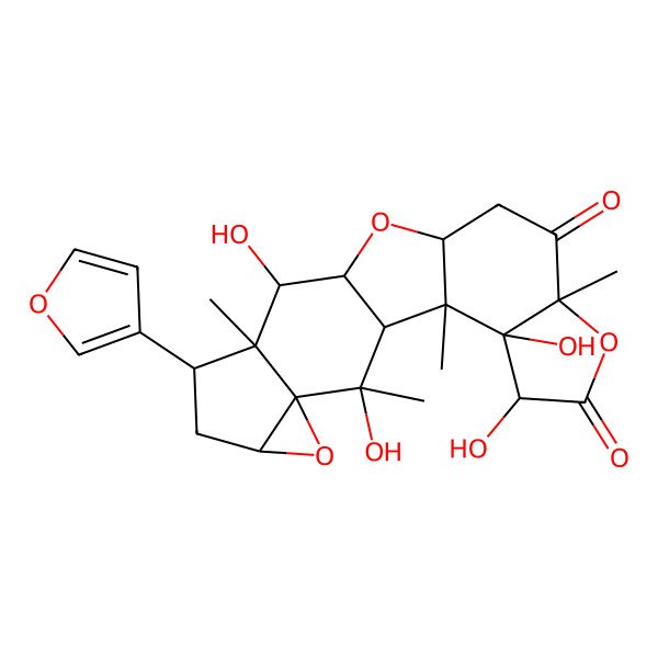2D Structure of (1S,2S,3R,4R,7R,10S,12S,13R,14R,15S,17R,19S,20R)-15-(furan-3-yl)-3,4,13,20-tetrahydroxy-2,7,14,20-tetramethyl-6,11,18-trioxahexacyclo[10.8.0.02,10.03,7.014,19.017,19]icosane-5,8-dione