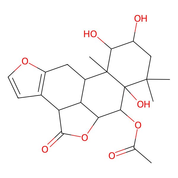 2D Structure of [(1S,8S,11R,12S,13R,16S,17R,18S,19R)-13,16,17-trihydroxy-14,14,18-trimethyl-9-oxo-4,10-dioxapentacyclo[9.7.1.03,7.08,19.013,18]nonadeca-3(7),5-dien-12-yl] acetate