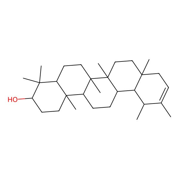 2D Structure of (4aR,6aR,6aR,6bR,8aS,12aR,14aR,14bR)-4,4,6a,6b,8a,11,12,14b-octamethyl-2,3,4a,5,6,6a,7,8,9,12,12a,13,14,14a-tetradecahydro-1H-picen-3-ol