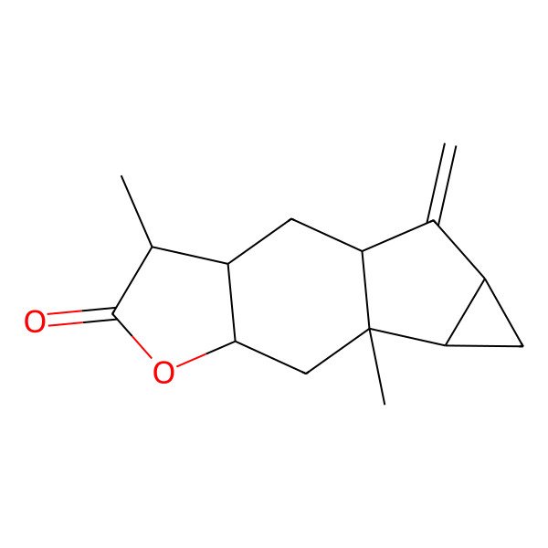 2D Structure of (1S,3R,4S,7R,9S,10R,12S)-4,9-dimethyl-13-methylidene-6-oxatetracyclo[7.4.0.03,7.010,12]tridecan-5-one