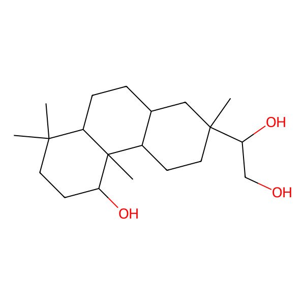 2D Structure of (1S)-1-[(2S,4aS,4bR,5R,8aS,10aS)-5-hydroxy-2,4b,8,8-tetramethyl-3,4,4a,5,6,7,8a,9,10,10a-decahydro-1H-phenanthren-2-yl]ethane-1,2-diol
