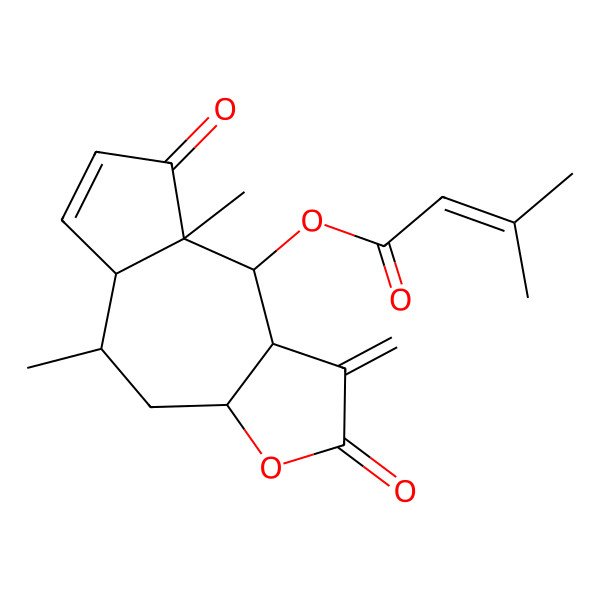 2D Structure of [(3aR,5R,5aR,8aR,9S,9aR)-5,8a-dimethyl-1-methylidene-2,8-dioxo-3a,4,5,5a,9,9a-hexahydroazuleno[6,5-b]furan-9-yl] 3-methylbut-2-enoate