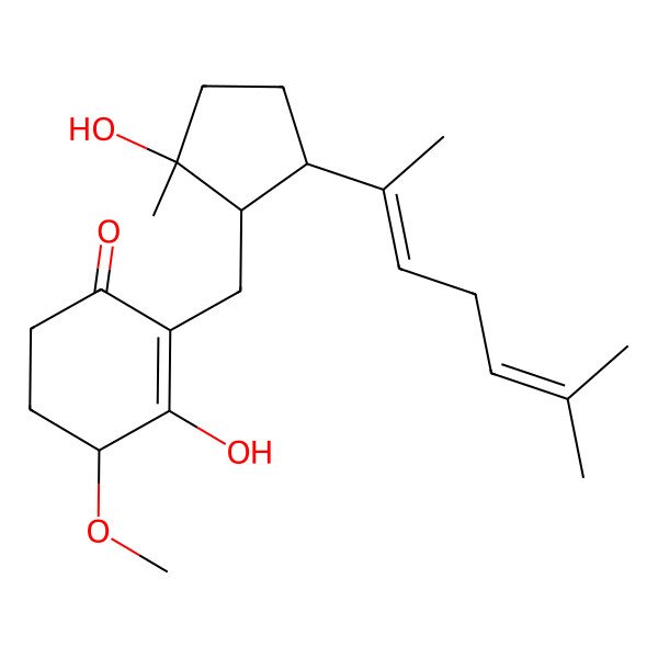 2D Structure of 3-Hydroxy-2-[[2-hydroxy-2-methyl-5-(6-methylhepta-2,5-dien-2-yl)cyclopentyl]methyl]-4-methoxycyclohex-2-en-1-one