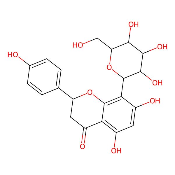 2D Structure of (2R)-5,7-dihydroxy-2-(4-hydroxyphenyl)-8-[(2R,3S,4S,5R,6S)-3,4,5-trihydroxy-6-(hydroxymethyl)oxan-2-yl]-2,3-dihydrochromen-4-one
