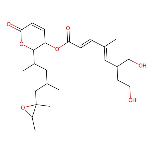 2D Structure of [2-[5-(2,3-Dimethyloxiran-2-yl)-4-methylpentan-2-yl]-6-oxo-2,3-dihydropyran-3-yl] 8-hydroxy-6-(hydroxymethyl)-4-methylocta-2,4-dienoate