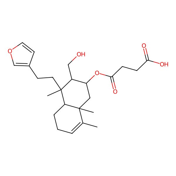 2D Structure of 4-[[(2S,3R,4R,4aR,8aR)-4-[2-(furan-3-yl)ethyl]-3-(hydroxymethyl)-4,8,8a-trimethyl-1,2,3,4a,5,6-hexahydronaphthalen-2-yl]oxy]-4-oxobutanoic acid