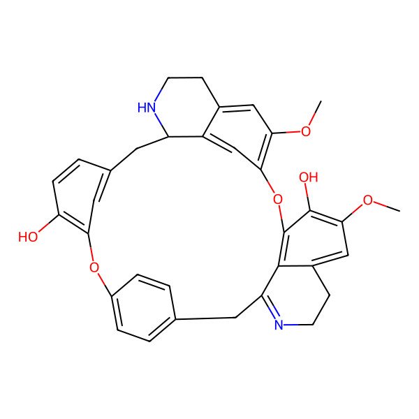 2D Structure of (1R)-20,25-dimethoxy-8,23-dioxa-15,30-diazaheptacyclo[22.6.2.29,12.13,7.114,18.027,31.022,33]hexatriaconta-3(36),4,6,9(35),10,12(34),14,18,20,22(33),24,26,31-tridecaene-6,21-diol