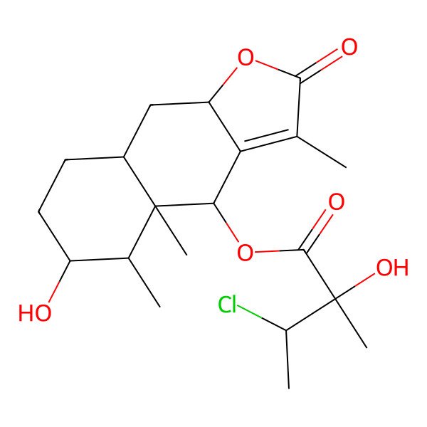 2D Structure of [(4S,4aS,5R,6S,8aR,9aR)-6-hydroxy-3,4a,5-trimethyl-2-oxo-4,5,6,7,8,8a,9,9a-octahydrobenzo[f][1]benzofuran-4-yl] (2R,3S)-3-chloro-2-hydroxy-2-methylbutanoate