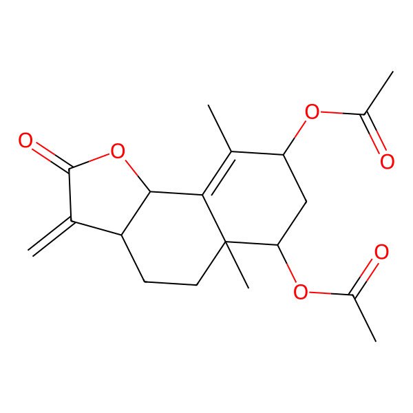 2D Structure of [(3aS,5aR,6S,8R,9bR)-6-acetyloxy-5a,9-dimethyl-3-methylidene-2-oxo-4,5,6,7,8,9b-hexahydro-3aH-benzo[g][1]benzofuran-8-yl] acetate