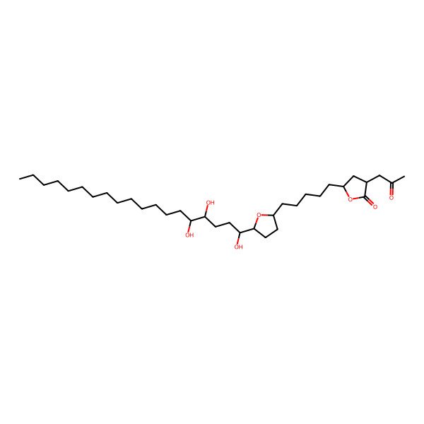 2D Structure of (3S,5R)-3-(2-oxopropyl)-5-[5-[(2R,5R)-5-[(1S,4S,5S)-1,4,5-trihydroxynonadecyl]oxolan-2-yl]pentyl]oxolan-2-one
