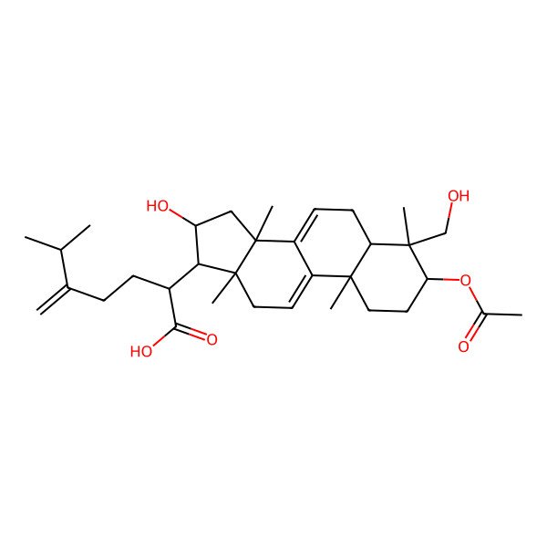 2D Structure of 2-[3-acetyloxy-16-hydroxy-4-(hydroxymethyl)-4,10,13,14-tetramethyl-2,3,5,6,12,15,16,17-octahydro-1H-cyclopenta[a]phenanthren-17-yl]-6-methyl-5-methylideneheptanoic acid