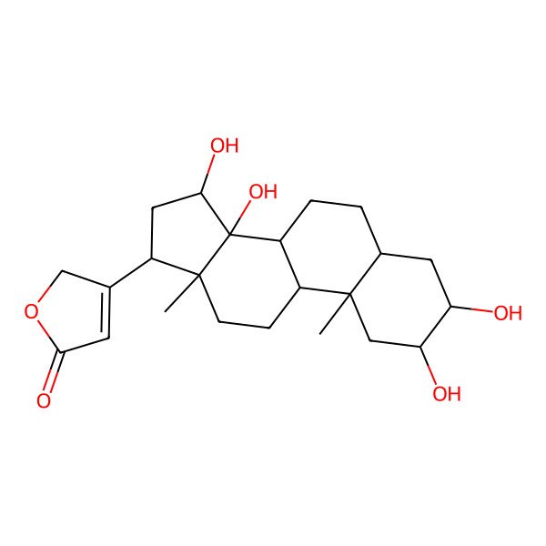 2D Structure of 3-(2,3,14,15-tetrahydroxy-10,13-dimethyl-1,2,3,4,5,6,7,8,9,11,12,15,16,17-tetradecahydrocyclopenta[a]phenanthren-17-yl)-2H-furan-5-one