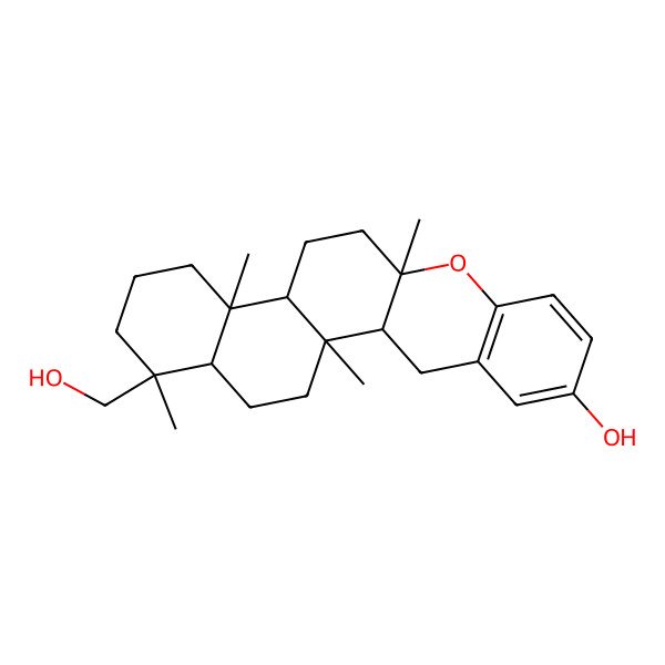 2D Structure of (1R,2S,11S,14S,15R,19S,20S)-19-(hydroxymethyl)-1,11,15,19-tetramethyl-10-oxapentacyclo[12.8.0.02,11.04,9.015,20]docosa-4(9),5,7-trien-6-ol