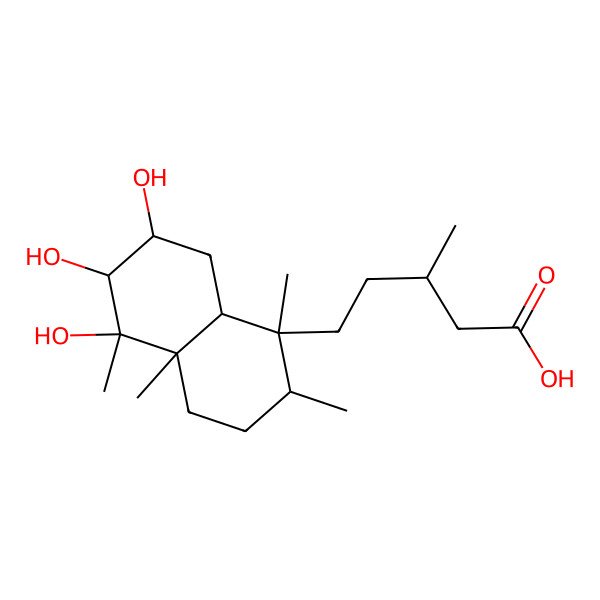 2D Structure of (3R)-5-[(1R,2S,4aS,5S,6S,7S,8aS)-5,6,7-trihydroxy-1,2,4a,5-tetramethyl-3,4,6,7,8,8a-hexahydro-2H-naphthalen-1-yl]-3-methylpentanoic acid
