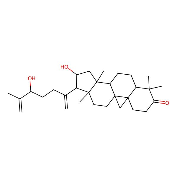 2D Structure of (1S,3R,8R,11S,12S,14S,15R,16R)-14-hydroxy-15-[(5R)-5-hydroxy-6-methylhepta-1,6-dien-2-yl]-7,7,12,16-tetramethylpentacyclo[9.7.0.01,3.03,8.012,16]octadecan-6-one