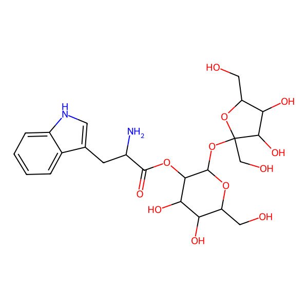 2D Structure of [2-[3,4-dihydroxy-2,5-bis(hydroxymethyl)oxolan-2-yl]oxy-4,5-dihydroxy-6-(hydroxymethyl)oxan-3-yl] 2-amino-3-(1H-indol-3-yl)propanoate