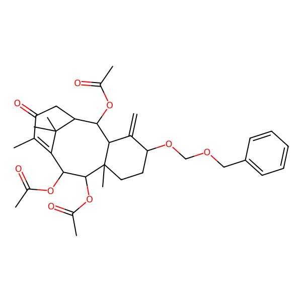 2D Structure of [(1R,2R,3R,5S,8R,9R,10R)-9,10-diacetyloxy-8,12,15,15-tetramethyl-4-methylidene-13-oxo-5-(phenylmethoxymethoxy)-2-tricyclo[9.3.1.03,8]pentadec-11-enyl] acetate
