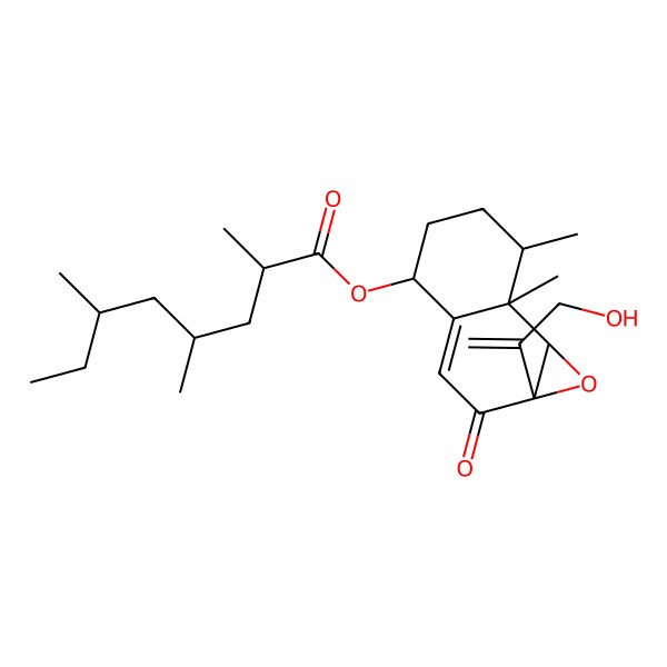 2D Structure of [(1aR,4R,7S,7aR,7bR)-1a-(3-hydroxyprop-1-en-2-yl)-7,7a-dimethyl-2-oxo-5,6,7,7b-tetrahydro-4H-naphtho[1,2-b]oxiren-4-yl] (2R,4S,6S)-2,4,6-trimethyloctanoate