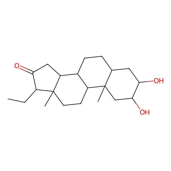 2D Structure of 17-Ethyl-2,3-dihydroxy-10,13-dimethyl-1,2,3,4,5,6,7,8,9,11,12,14,15,17-tetradecahydrocyclopenta[a]phenanthren-16-one